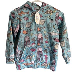 Girls Funny CoKid Hoodie Child’s Size Medium Baby Blue Aquarium Design